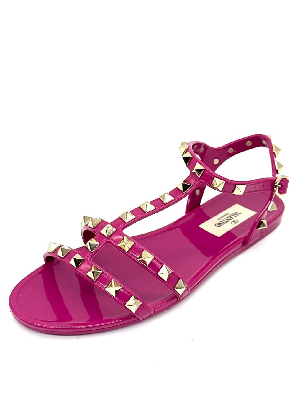 Valentino Rockstud Studded PVC Gladiator T Strap Flat Jelly Sandals Shoes